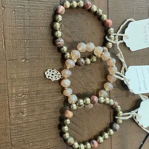 Elegant Beaded Bracelet Set with Hamsa Charm